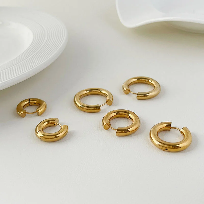 Gold Stainless Steel Earrings New 18K Gold Hoop Earrings