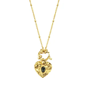 Chain Necklace Of Stainless Steel Embossed Heart Pendant