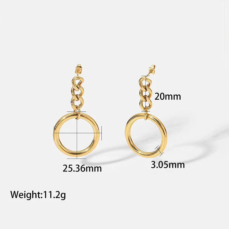 Women's Stainless Steel Cuban Chain Hoop Earrings