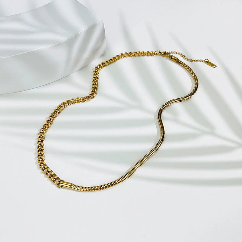 New 18K Titanium Steel Necklace Snake Bone Chain Necklace