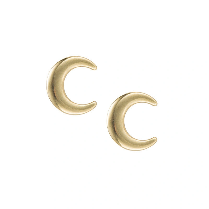 Stainless Steel Ring Simple New Ear Stud Moon Shape Earings