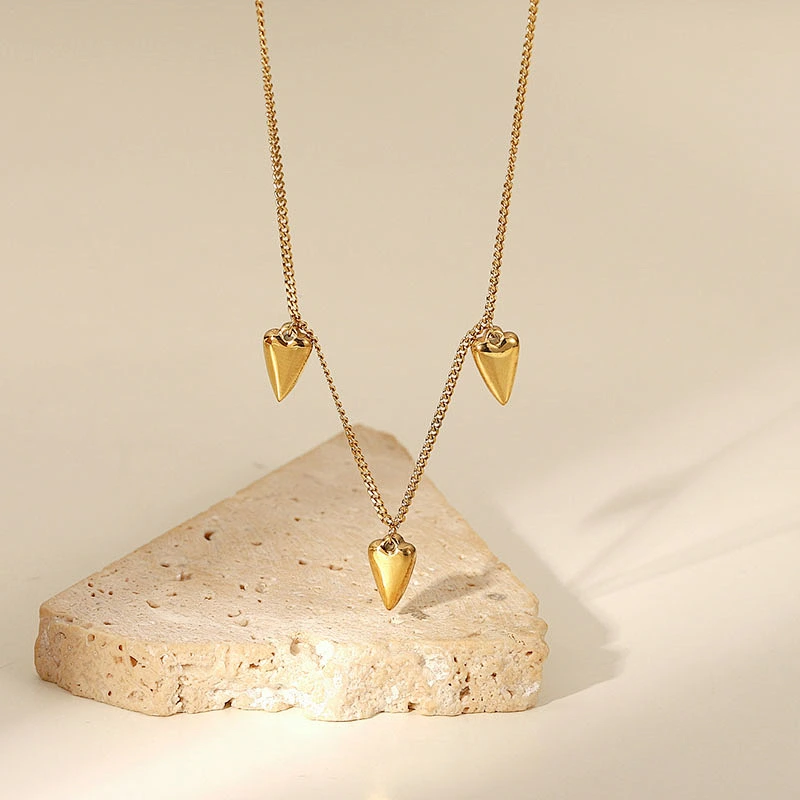 Simple Stainless Steel Gold Love Pendant Necklace Women