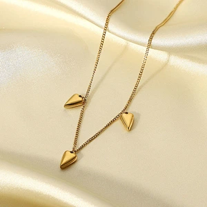 Simple Stainless Steel Gold Love Pendant Necklace Women