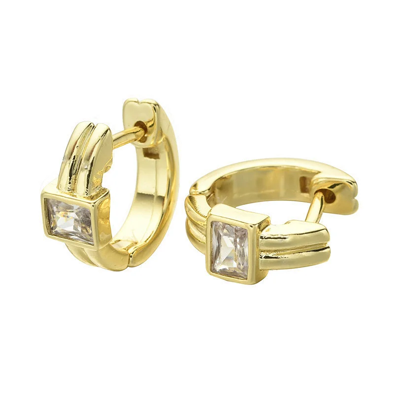 Rock Style Zircon Earrings Copper Plated Hoop Earrings