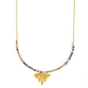Stainless Steel Pendant Necklace With Stone Beads