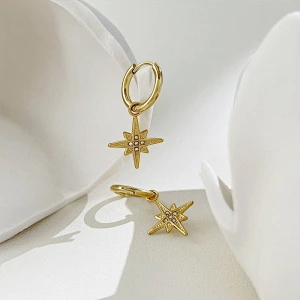 Luxury Star Earrings Female Star Zircon Hoop Earrings