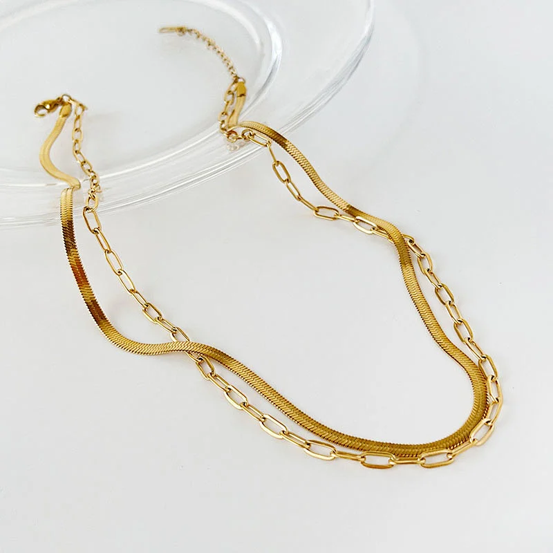 Personality Double Chain Simple Snake Bone Chain Necklace