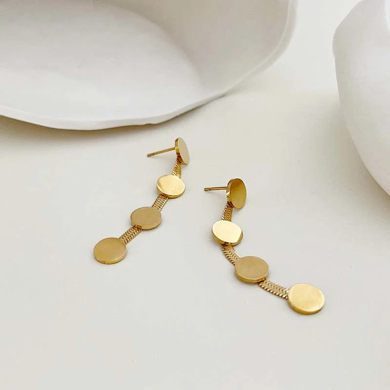 Stainless Steel Round Accessory Snake Chain Earrings