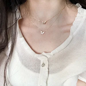 New Brass Chain Necklace Copper Plated Butterfly Chain Necklace
