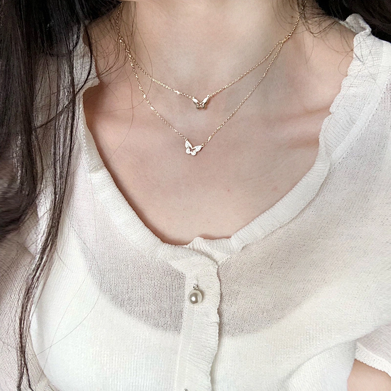 New Brass Chain Necklace Copper Plated Butterfly Chain Necklace