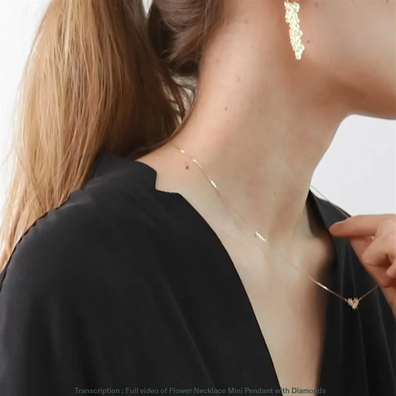 Flower Necklace Mini Pendant Zirconia Gold Plated Necklace