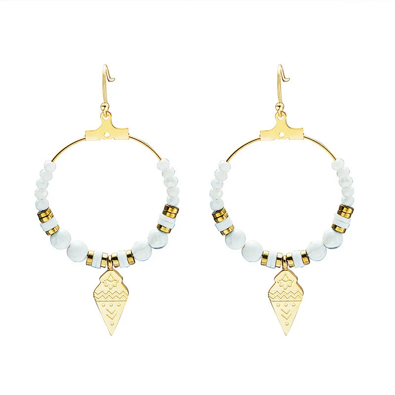 Bohemian Titanium Steel Natural Stone Earrings Women