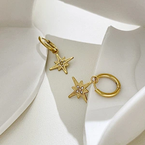 Luxury Star Earrings Female Star Zircon Hoop Earrings