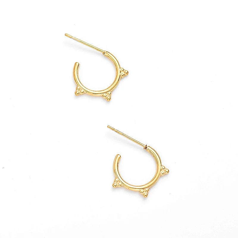 Stainless Steel Gold Plated C Shaped Earrings Metal Jewelry