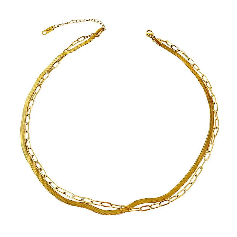 Personality Double Chain Simple Snake Bone Chain Necklace