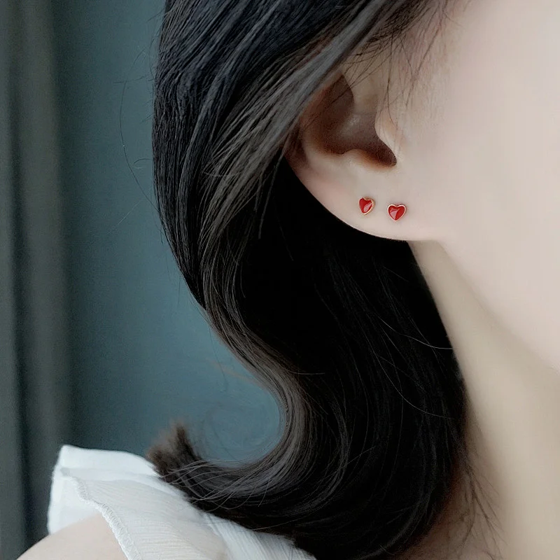 Heart Shap Brass Earrings Women Jewelry Single Design