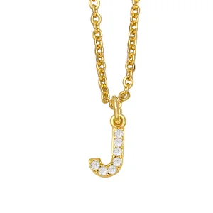 18k Gold Plated DIY Letters Necklace With CZ Diamond Pendant