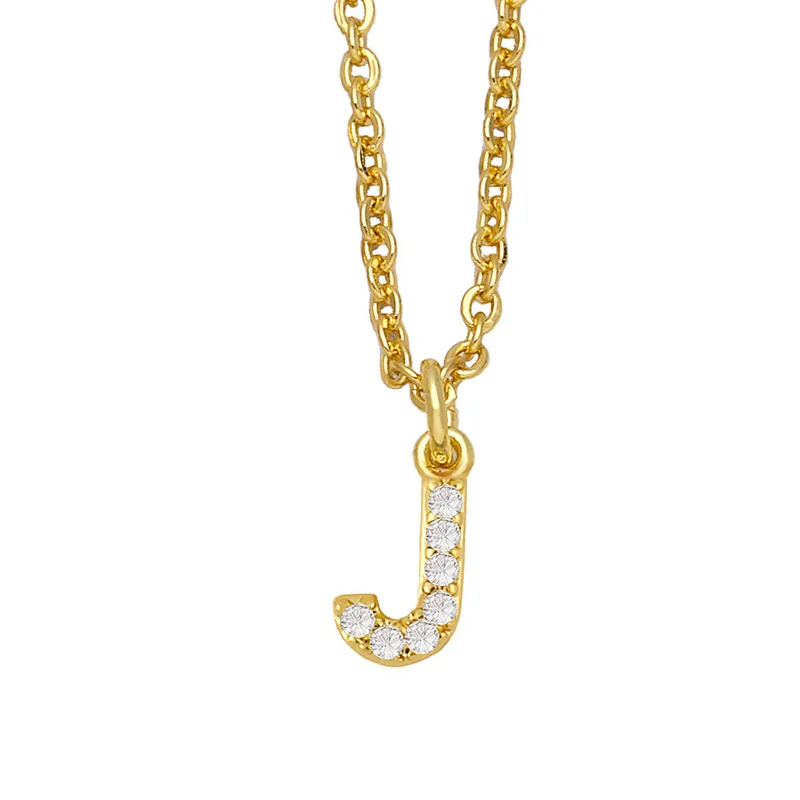 18k Gold Plated DIY Letters Necklace With CZ Diamond Pendant