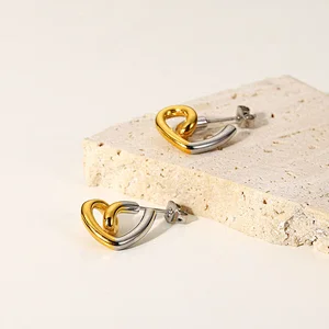 Steel Heart Earrings Titanium Stud Earrings Jewelry
