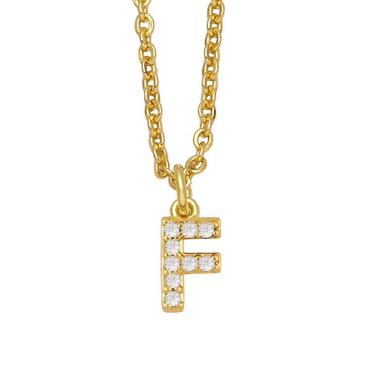 18k Gold Plated DIY Letters Necklace With CZ Diamond Pendant