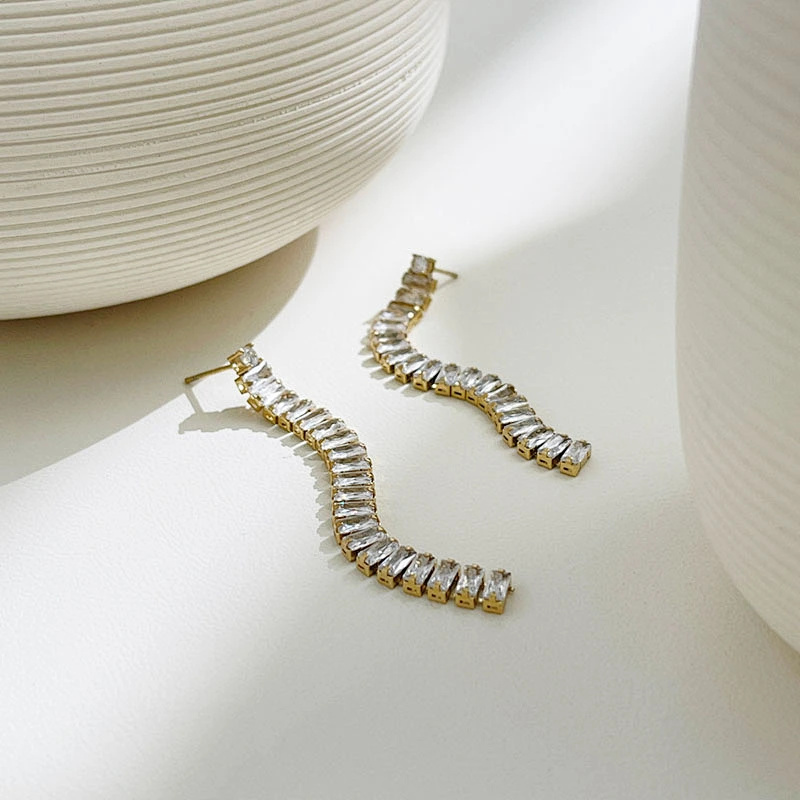 Long Chain Tassel Fashion Zircon Earrings Ladies