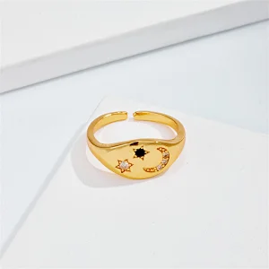 New Rings Star Moon Rings Zircon Open Rings