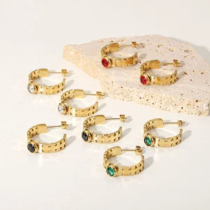 C Shape Zircon Earrings Women's Vintage Earrings