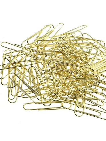top sale 35mm round new material golden metal wire office stationery supplies paper clip