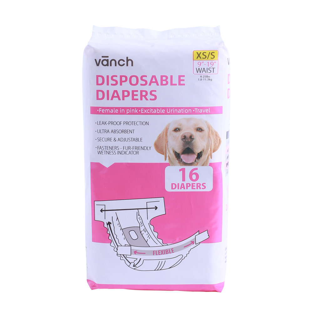 Vanch Disposable Dog Diapers / For Female Dogs - XS/S - 16 Pack