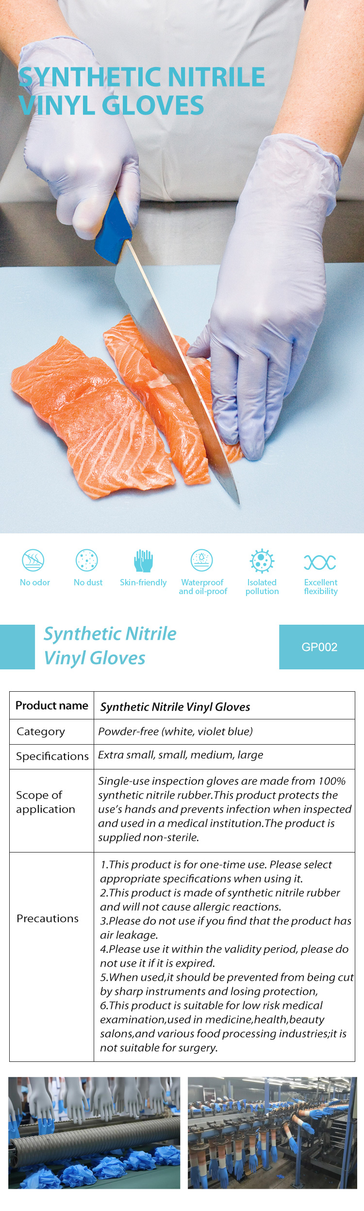 Synthetic Powder-Free Gloves Vinyl Nitrile