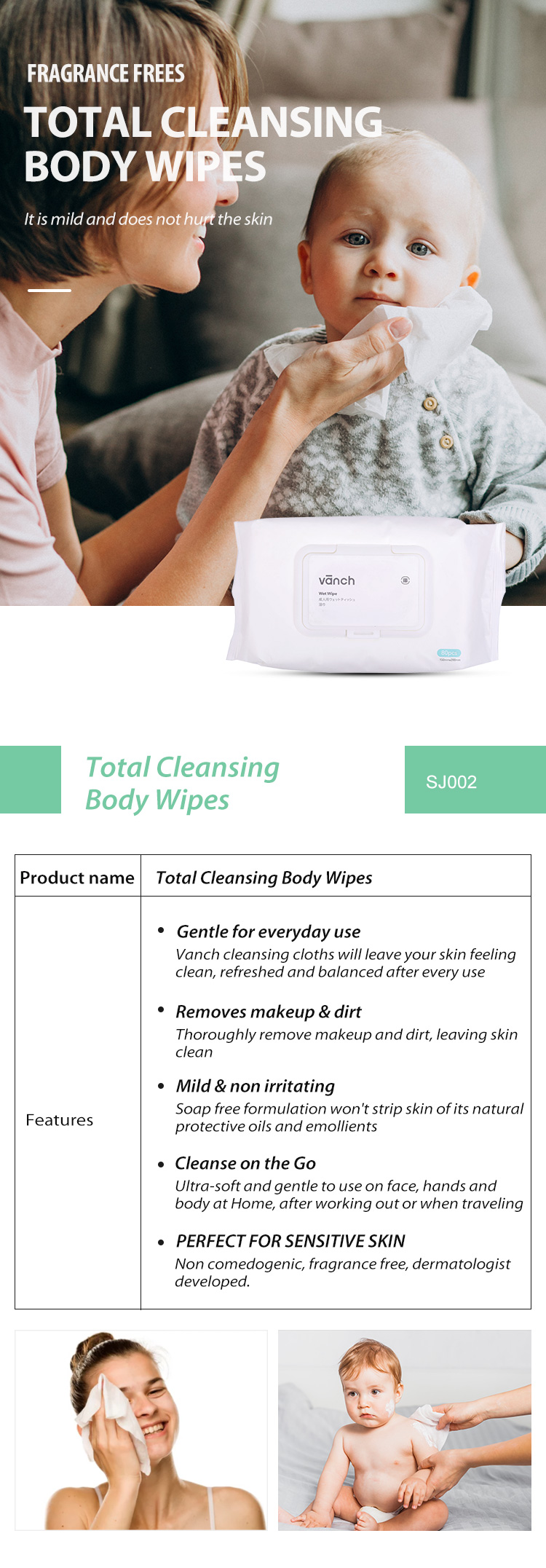 Vanch Total Cleansing Body Wipes