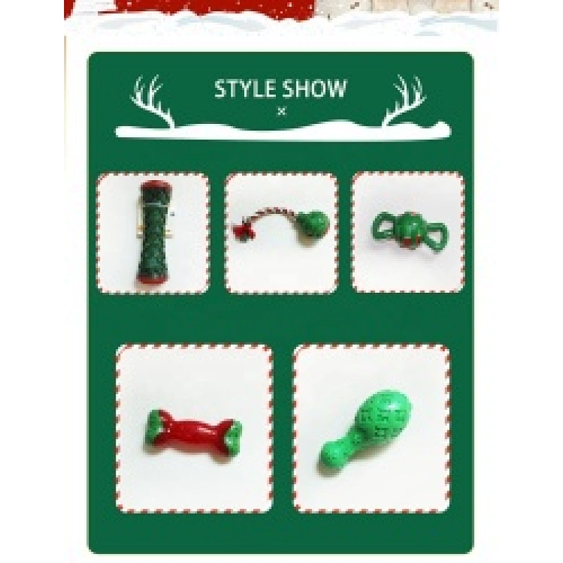 Christmas Dog Cotton Rope TPR Toy  Tooth Cleaning Pet Chew Toy Interactive Toy Sets
