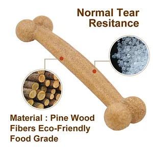 Pine Wood Fiber Material  Eco-Friendly Food-Grade Bone Shape Chew Toy For Medium And Large Dog
