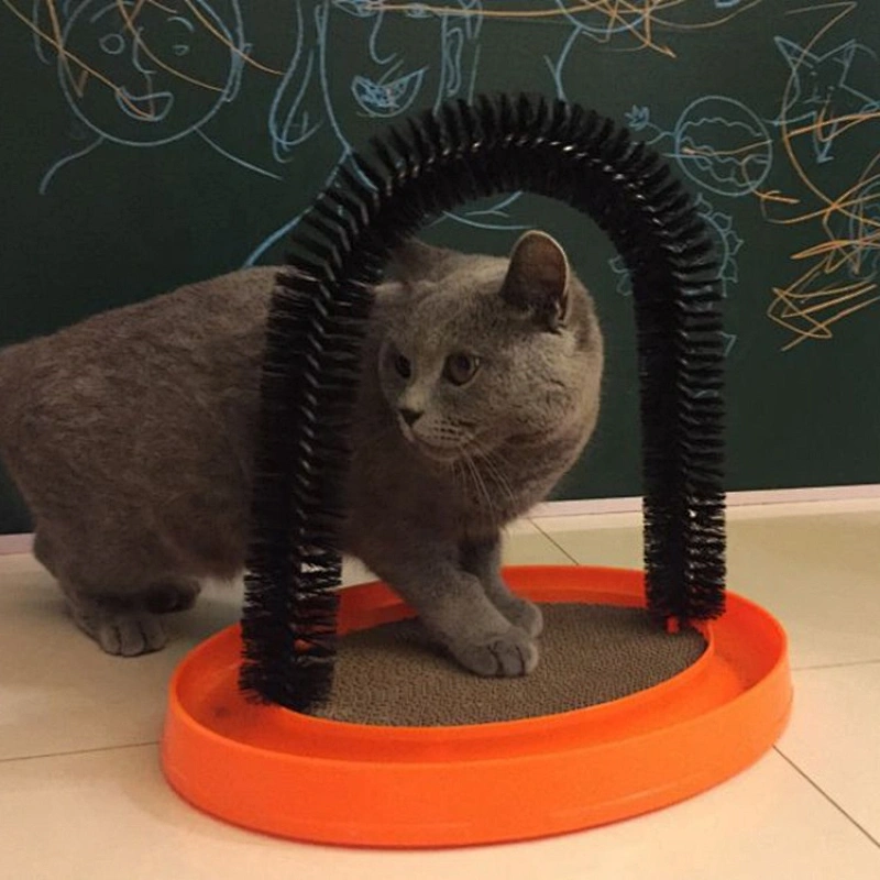 Cat Toy Hair Game Self Groomer Massager Scratcher Arch Toy Cat Swatter Toy With Ball Track Feather