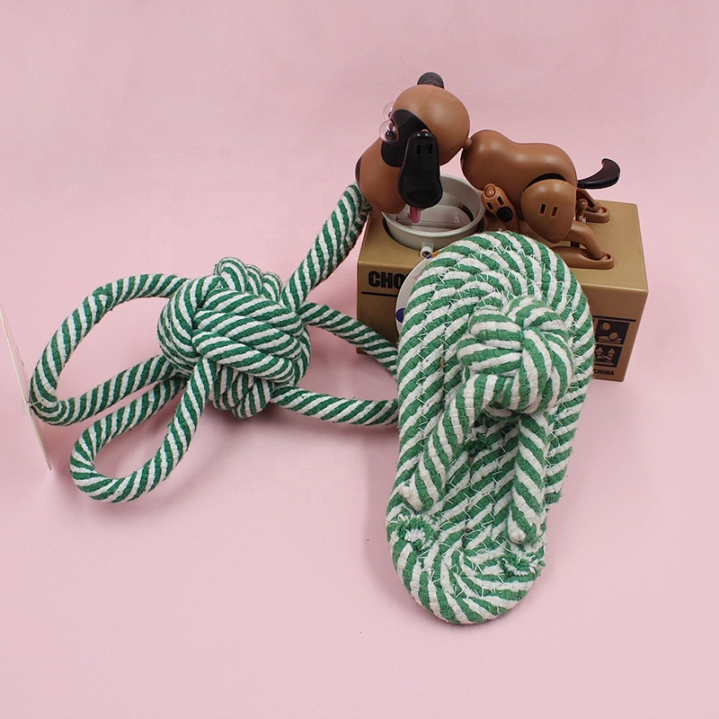 Wholesale Interactive Chew Toy Natural Cotton Rope Slipper Shape Tough Dog Toy