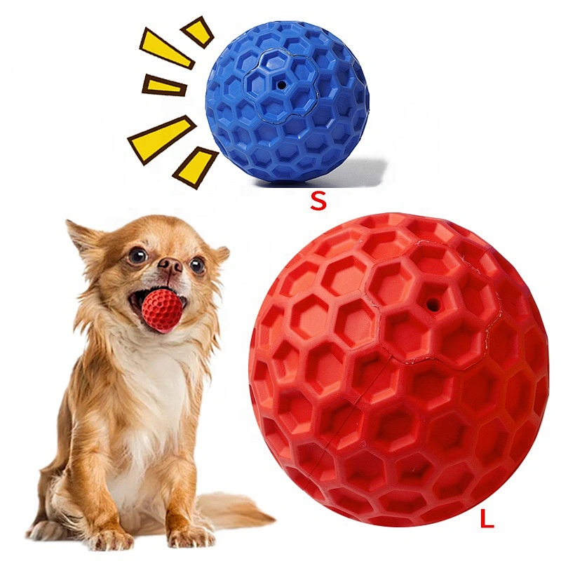 Natural Rubber Squeaky Chewing Ball  Dog Toy 8cm For Aggressive Chewer
