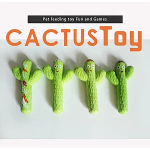 TPR Foam Pet Dog Cat Food Attractant Toy Cactus Shape  Chicken Flavor Chew Toy