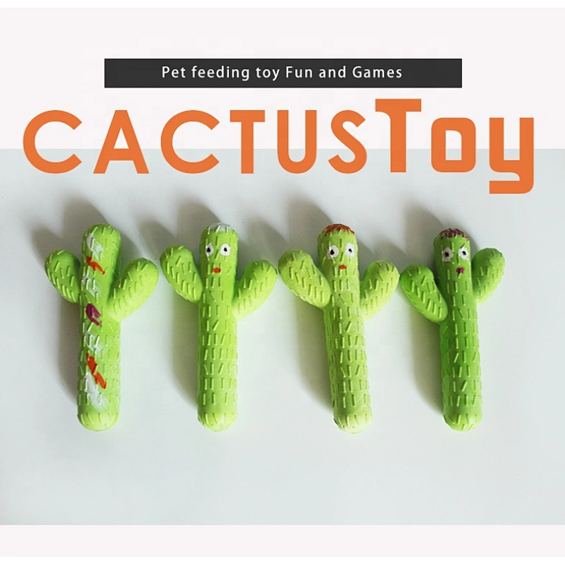 TPR Foam Pet Dog Cat Food Attractant Toy Cactus Shape  Chicken Flavor Chew Toy