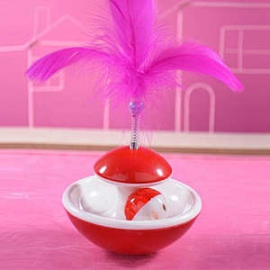 Cat Swatter Toy Tumbler Food Leakage  With Bell Ball Track And Feather