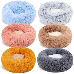 Hot sale washable pet bed active pets plush calming bed donut small dog bed furniture