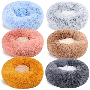 Hot sale washable pet bed active pets plush calming bed donut small dog bed furniture