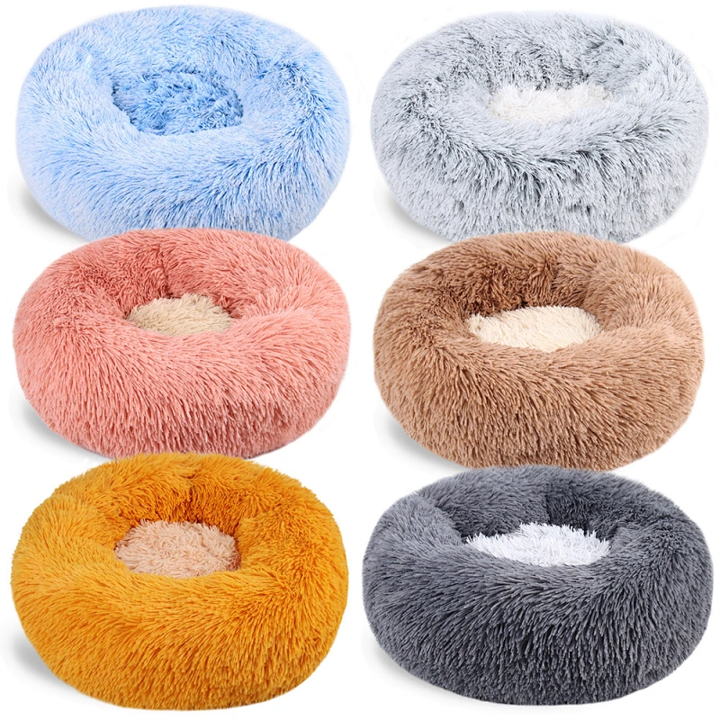 Hot sale washable pet bed active pets plush calming bed donut small dog bed furniture