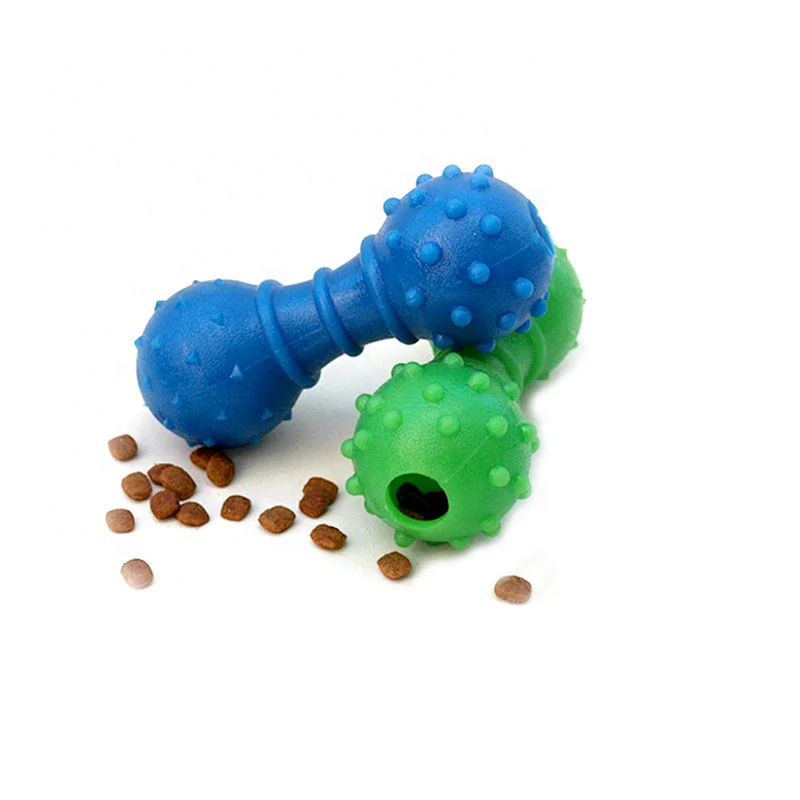 Dog Toy Barbell Leakage Food Feeder Treat Chew Toy Interactive Dog Chew Toys