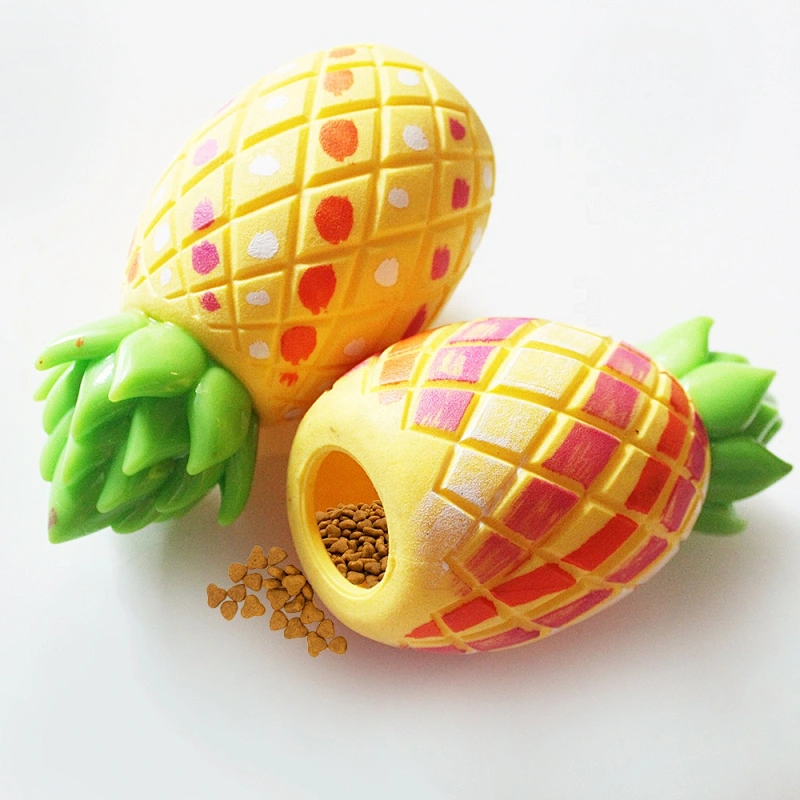 TPR Foam Pet Dog Cat Food Attractant Toy pineapple Shape Chew Toy For Pets Who Dont Like Toys