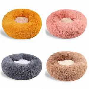 Hot sale washable pet bed active pets plush calming bed donut small dog bed furniture