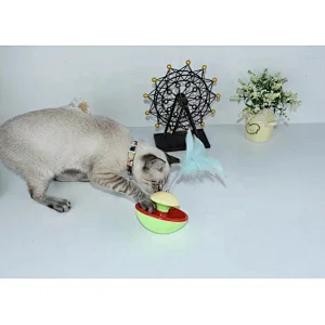 Cat Swatter Toy Tumbler Food Leakage  With Bell Ball Track And Feather