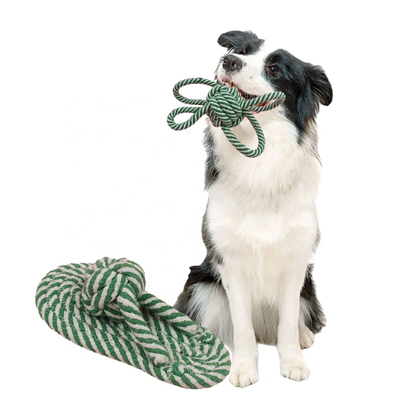 Wholesale Interactive Chew Toy Natural Cotton Rope Slipper Shape Tough Dog Toy