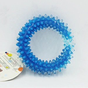 Colorful Molar Teeth Massage Ring TPR Dog Chew Toys Pet Interactive Toy