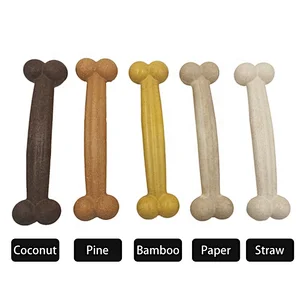 Pine Wood Fiber Material Eco-Friendly Food-Grade Bone Shape Chew Toy For Medium And Large Dog