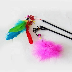 Interactive Cat Toy Cat teaser toy with feather teaser stick
